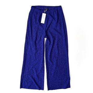 Eileen Fisher Nwt Blue Violet Textured Crinkled Plisse Wide Leg Ankle Pant Pants